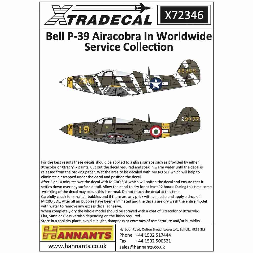 【再入荷】X72346 ベル P-39 エアラコブラ 各国仕様コレクション