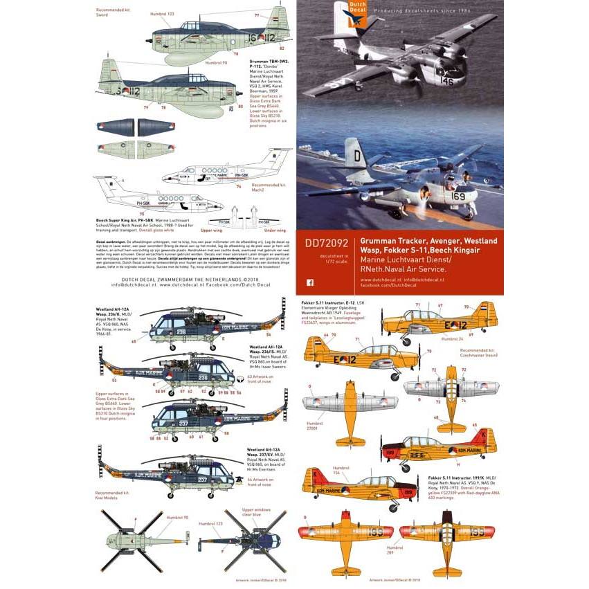 【新製品】DD72092 オランダ空軍 グラマン トラッカー/ウェストランド ワスプ/フォッカー S-11/ビーチ キングエア