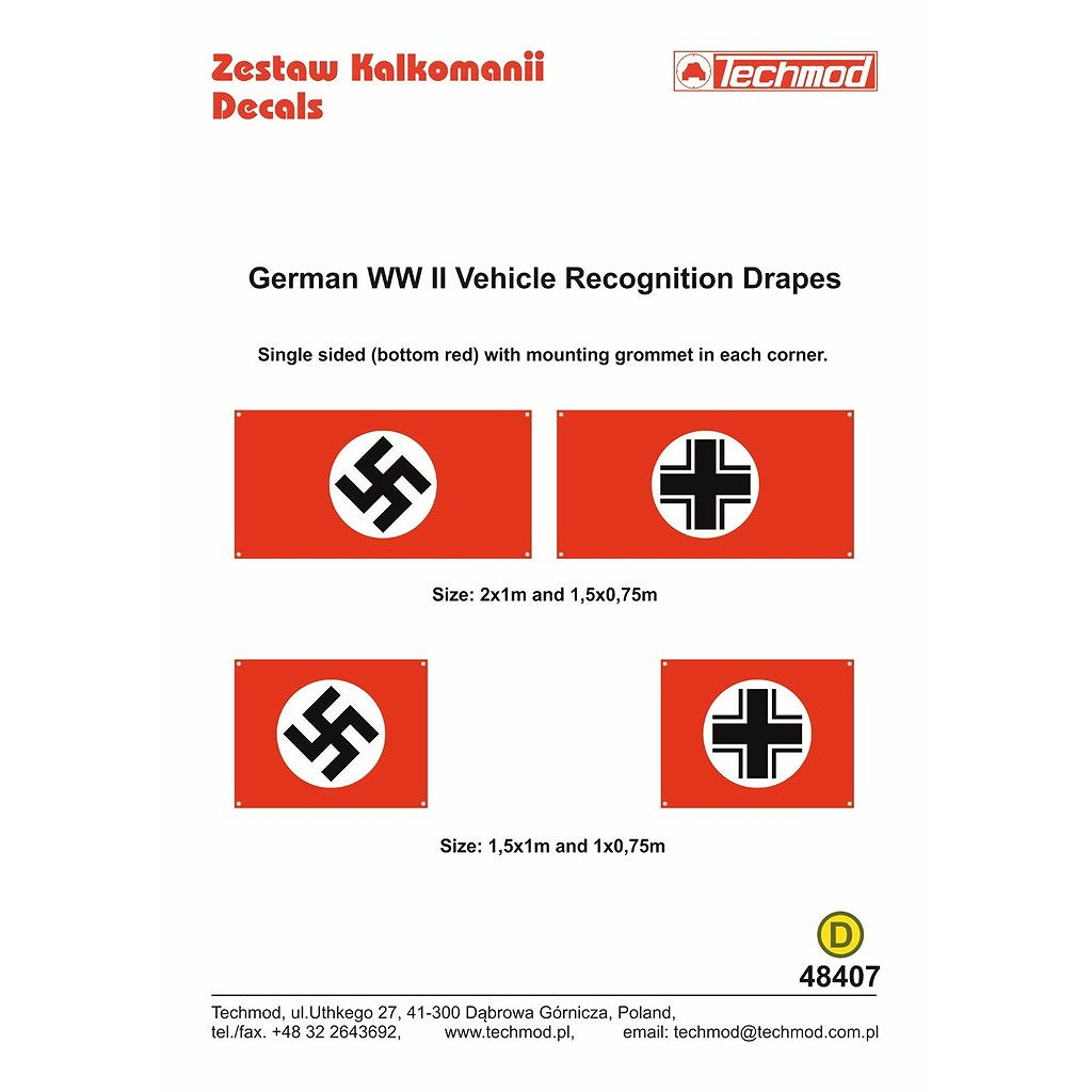 【新製品】TEC48407 WWII ドイツ軍車両識別旗(片面印刷)