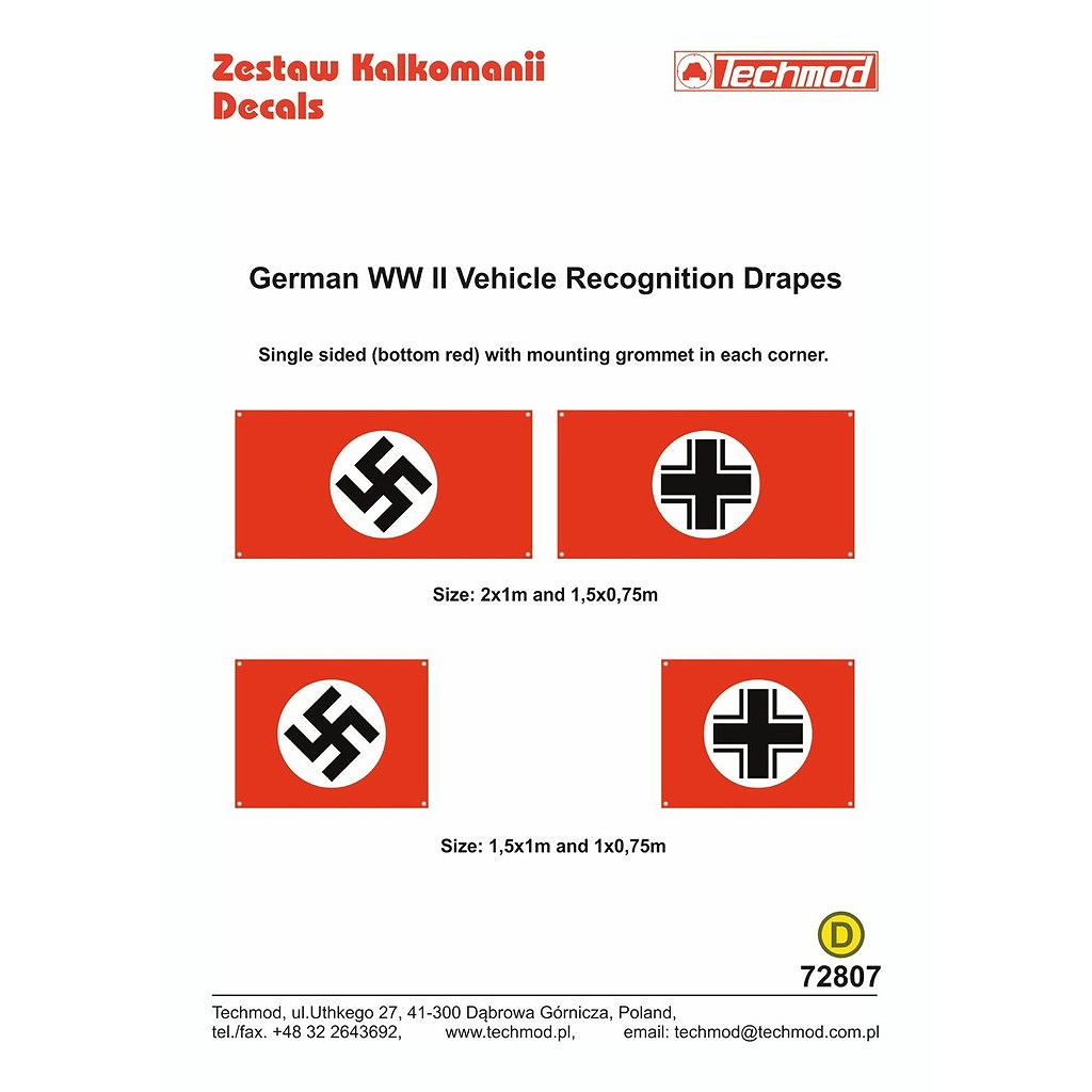 【新製品】TEC72807 WWII ドイツ軍車両識別旗(片面印刷)