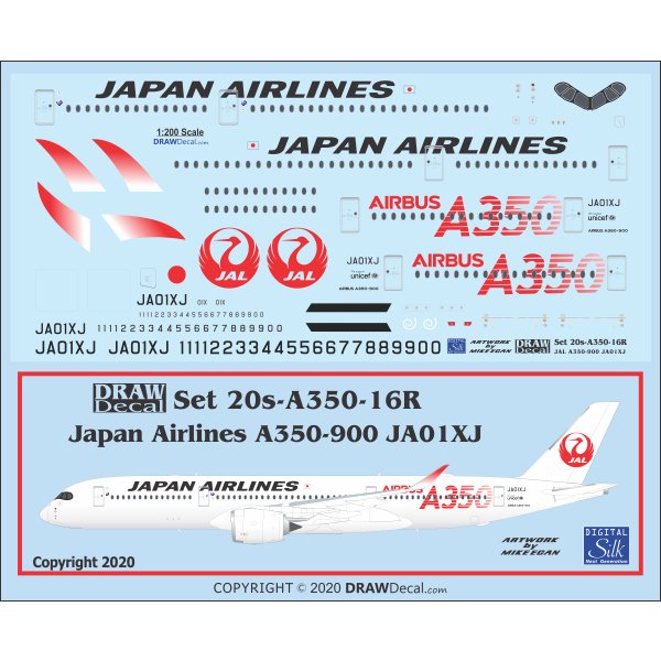 【新製品】Set 20s-A350-16R 日本航空 エアバス A350-900 JA01XJ