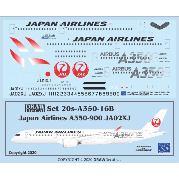 【新製品】Set 20s-A350-16B 日本航空 エアバス A350-900 JA02XJ