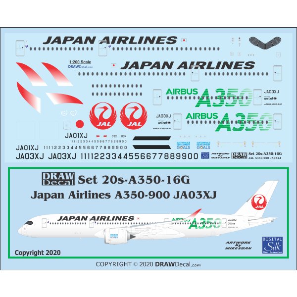 【新製品】Set 20s-A350-16G 日本航空 エアバス A350-900 JA03XJ
