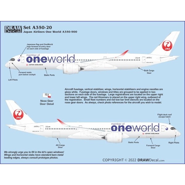 【新製品】Set 20s-A350-20 日本航空 エアバス A350-900 JA15XJ ワンワールド