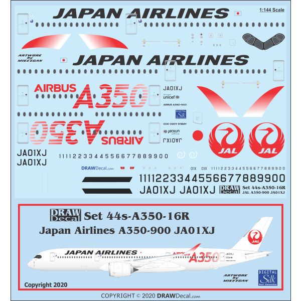 【新製品】Set 44s-A350-16R 日本航空 エアバス A350-900 JA01XJ