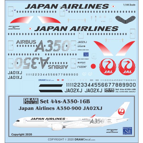 【新製品】Set 44s-A350-16B 日本航空 エアバス A350-900 JA02XJ