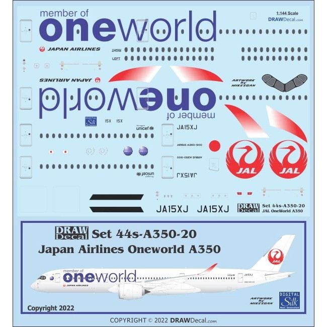 【新製品】Set 44s-A350-20 日本航空 エアバス A350-900 JA15XJ ワンワールド