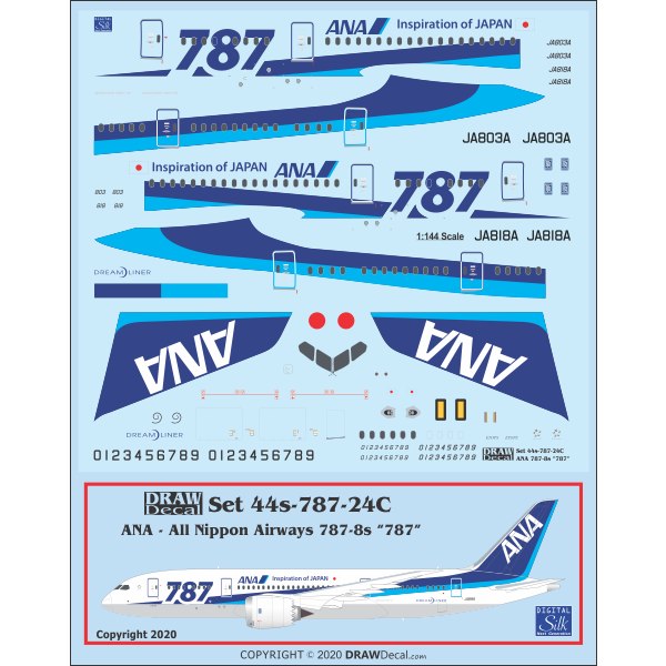 【新製品】Set 44s-787-24C 全日空 ボーイング 787-8 ドリームライナー 787ペイント
