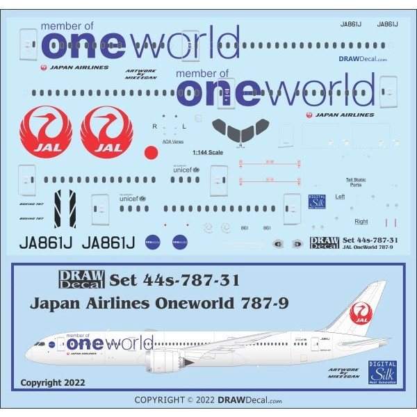 【新製品】Set 44s-787-31 日本航空 ボーイング 787-9 ドリームライナー ワンワールド