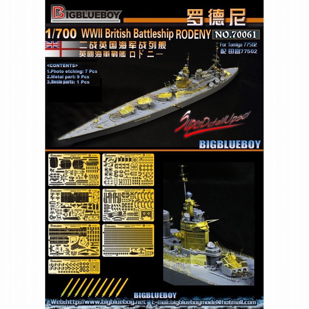 【新製品】70061)戦艦 ロドニー用ディテールアップパーツ