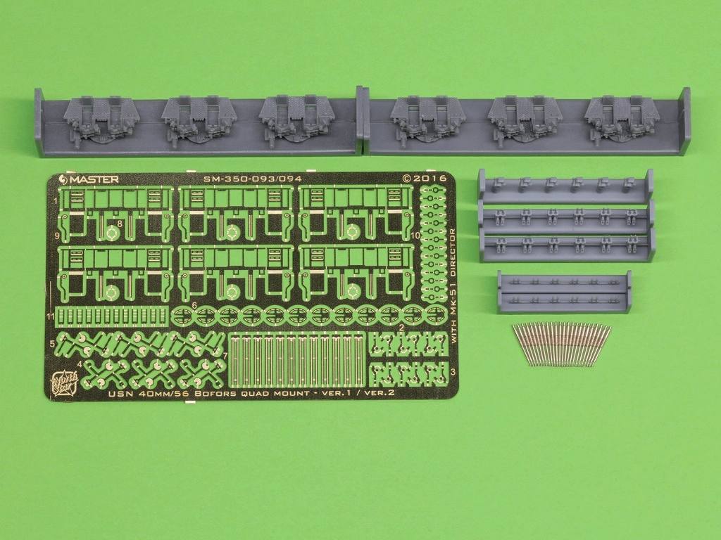 【新製品】SM350-093)米海軍 40mmボフォース四連装機銃 Ver.1 Mk-51射撃指揮装置付