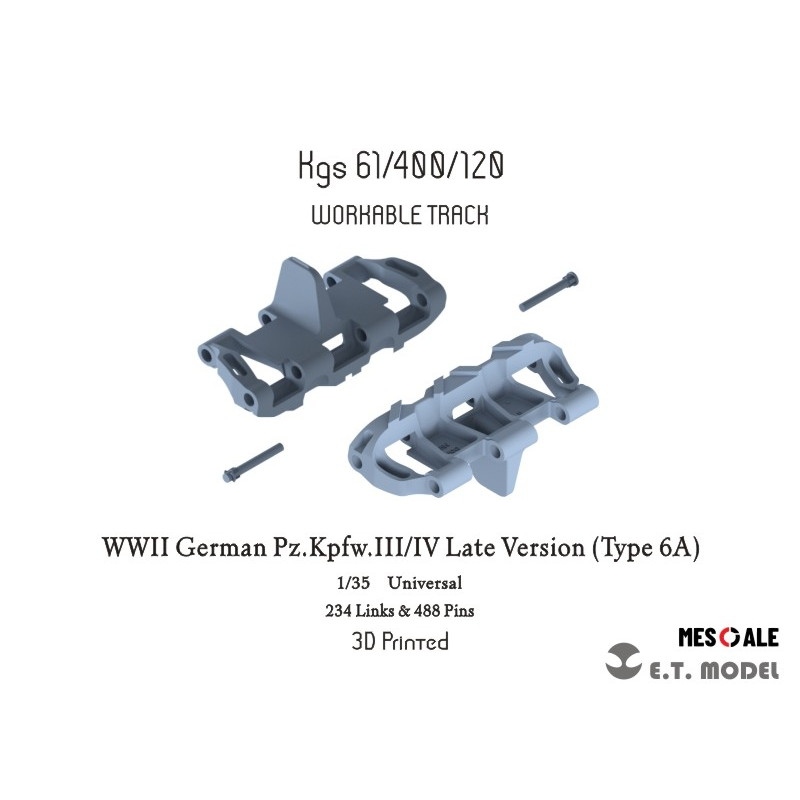 【新製品】P35014 1/35 WWII ドイツ III/IV号戦車後期型用可動式履帯 タイプ6A