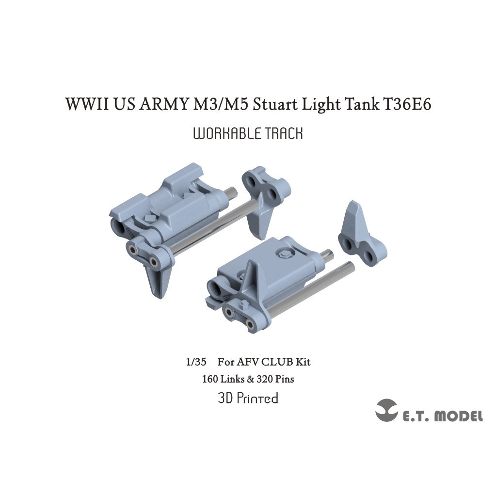 【新製品】P35039 1/35 WWII アメリカ M3/M5 スチュアート 軽戦車用 T36E6可動式履帯(AFVクラブ用)