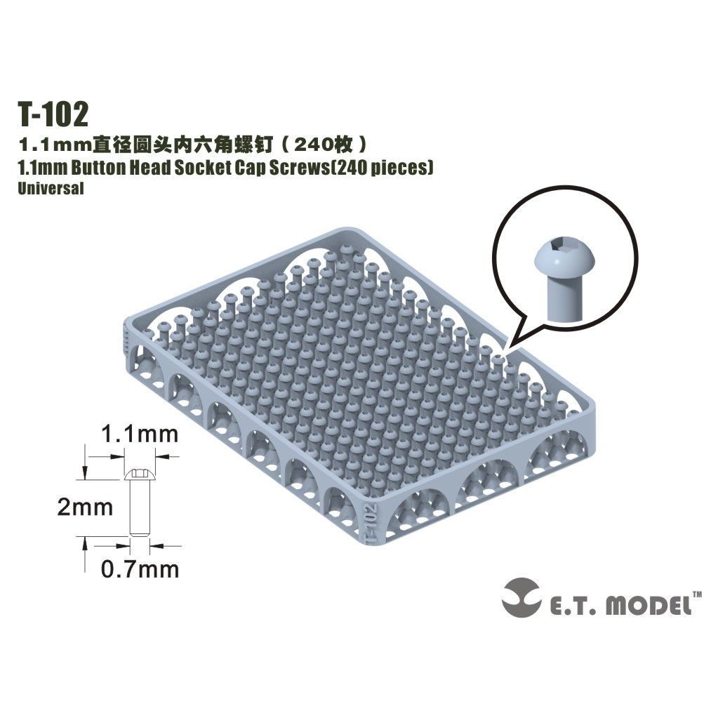 【新製品】T-102 1.1mm六角穴付ボタンボルト キャップスクリュー(240個)