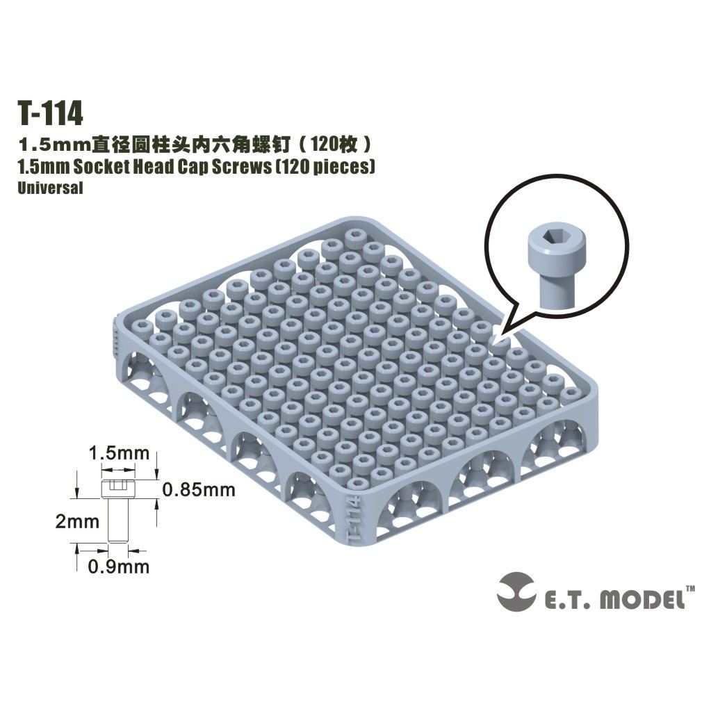 【新製品】T-114 1.5mm六角穴付ボルト キャップスクリュー(120個)