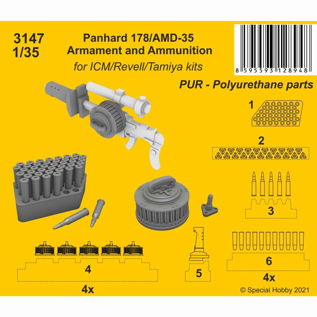 【新製品】3147 1/35 パナール 178/AMD-35 装甲車 武装・弾薬 (ICM用)