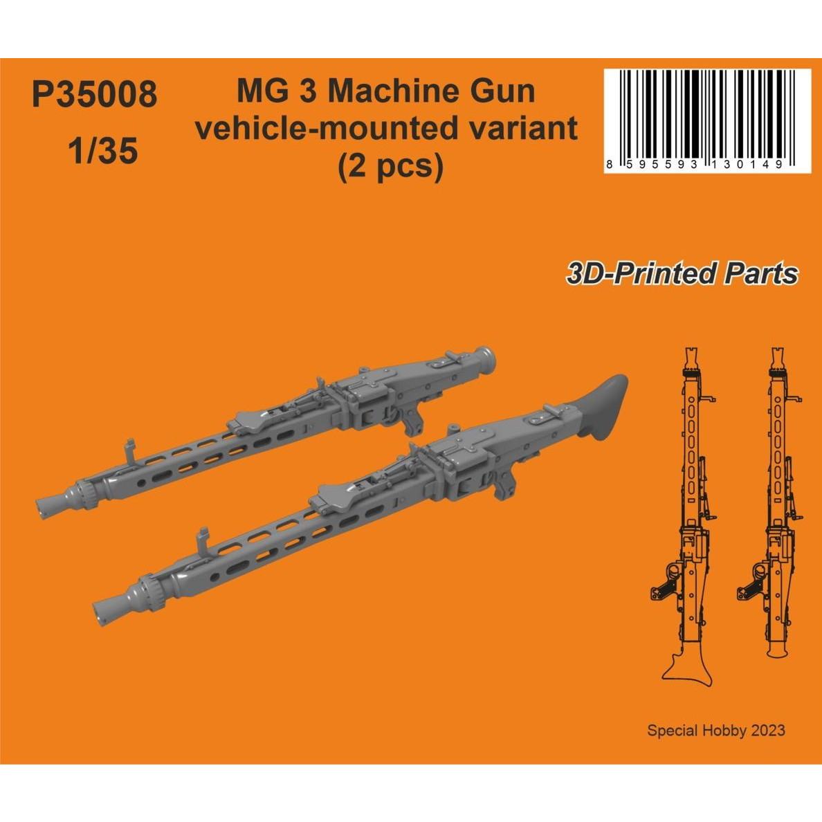【新製品】P35008 1/35 ラインメタル MG3機関銃 (車両固定装備型) (2個入り)