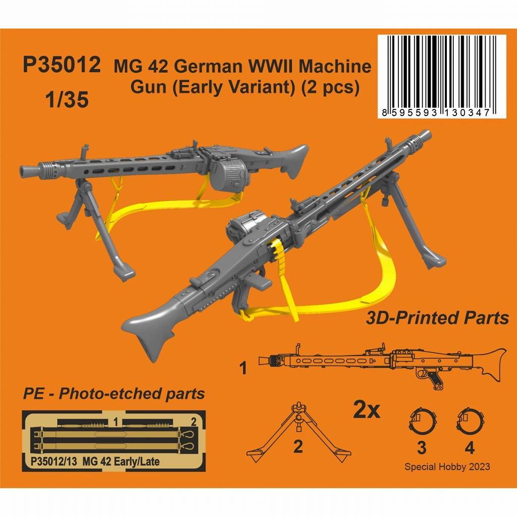 【新製品】P35012 1/35 WWII ドイツ MG42機関銃 (初期型)(2個入)