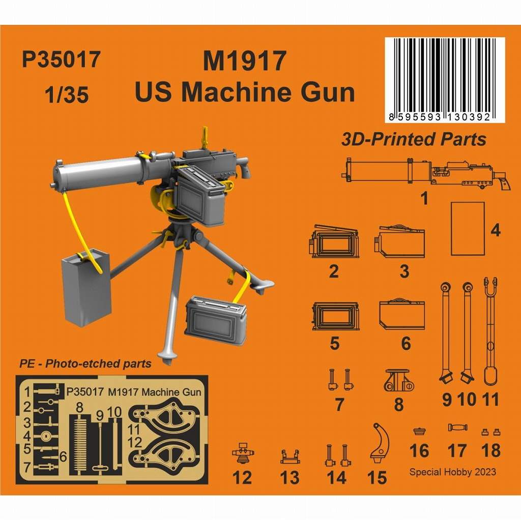【新製品】P35017 1/35 WWII 米 ブローニング M1917 機関銃 w/三脚 (1丁入り)