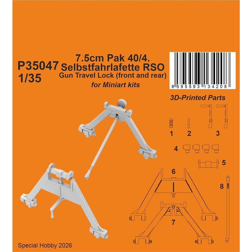 【新製品】P35047 1/35 7.5cmPak40/4搭載自走砲 RSO トラベルロック (前・後 x 各1) (ミニアート用)