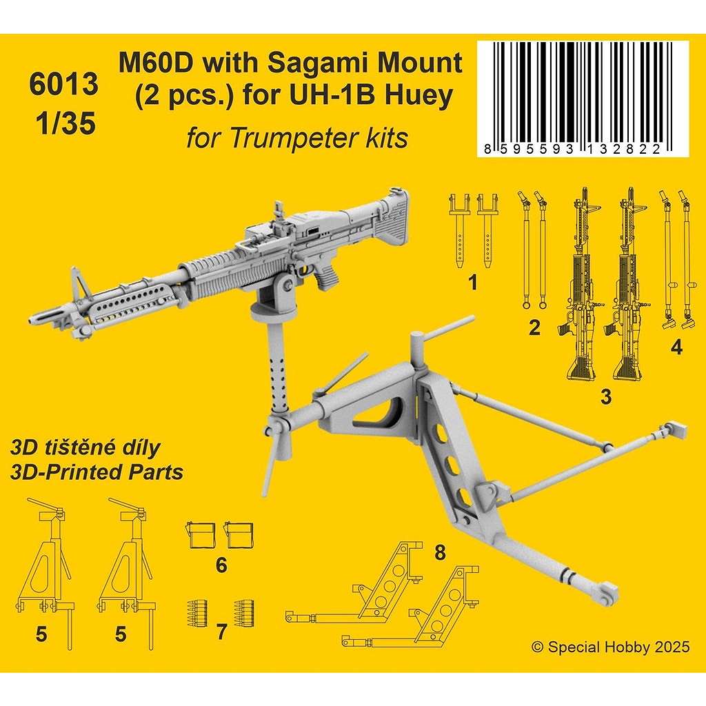 【新製品】6013 1/35 UH-1B ヒューイ用M60D機関銃w/サガミマウント (2個入) (トランペッター用)