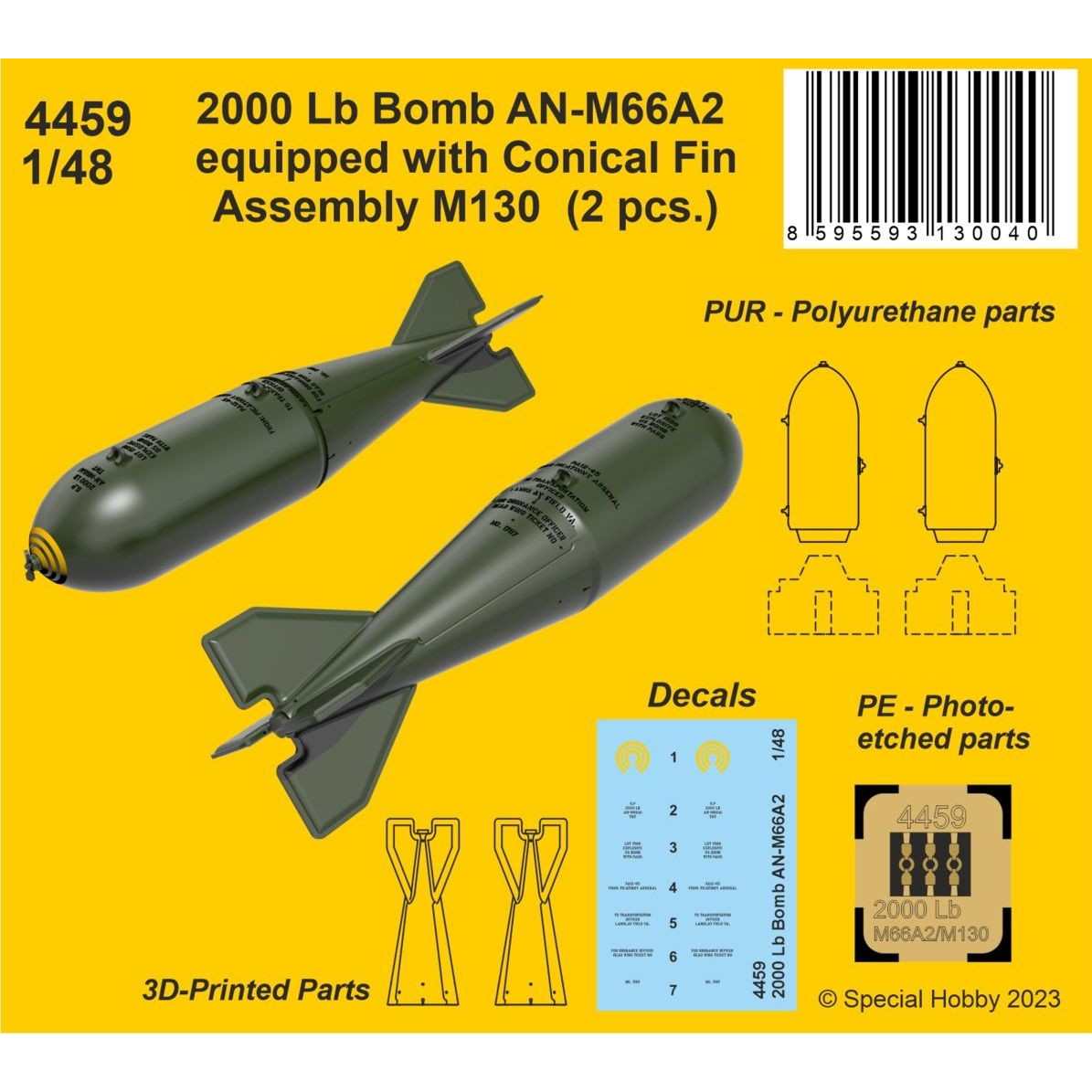 【新製品】4459 1/48 AN-M66A2 2000ポンド航空爆弾 w/M130フィン (2個入り)