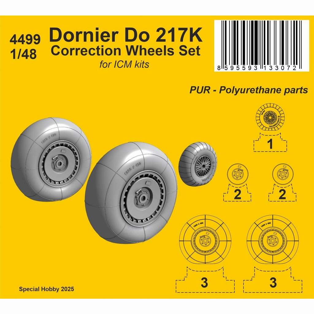 【新製品】4499 1/48 ドルニエ Do217K 自重変形ホイール (ICM用) ※各型に対応