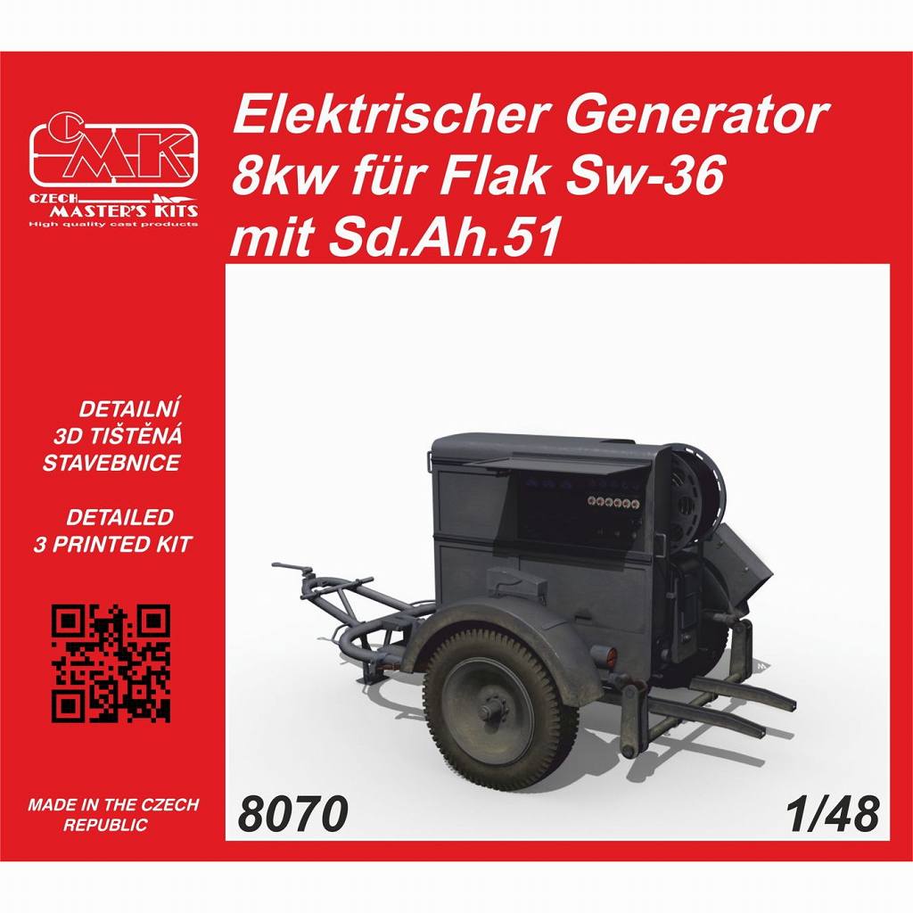 【新製品】8070 1/48 WW.II ドイツ SW-36 60cmサーチライト用 8kw発電機w/Sd.Ah.51トレーラー
