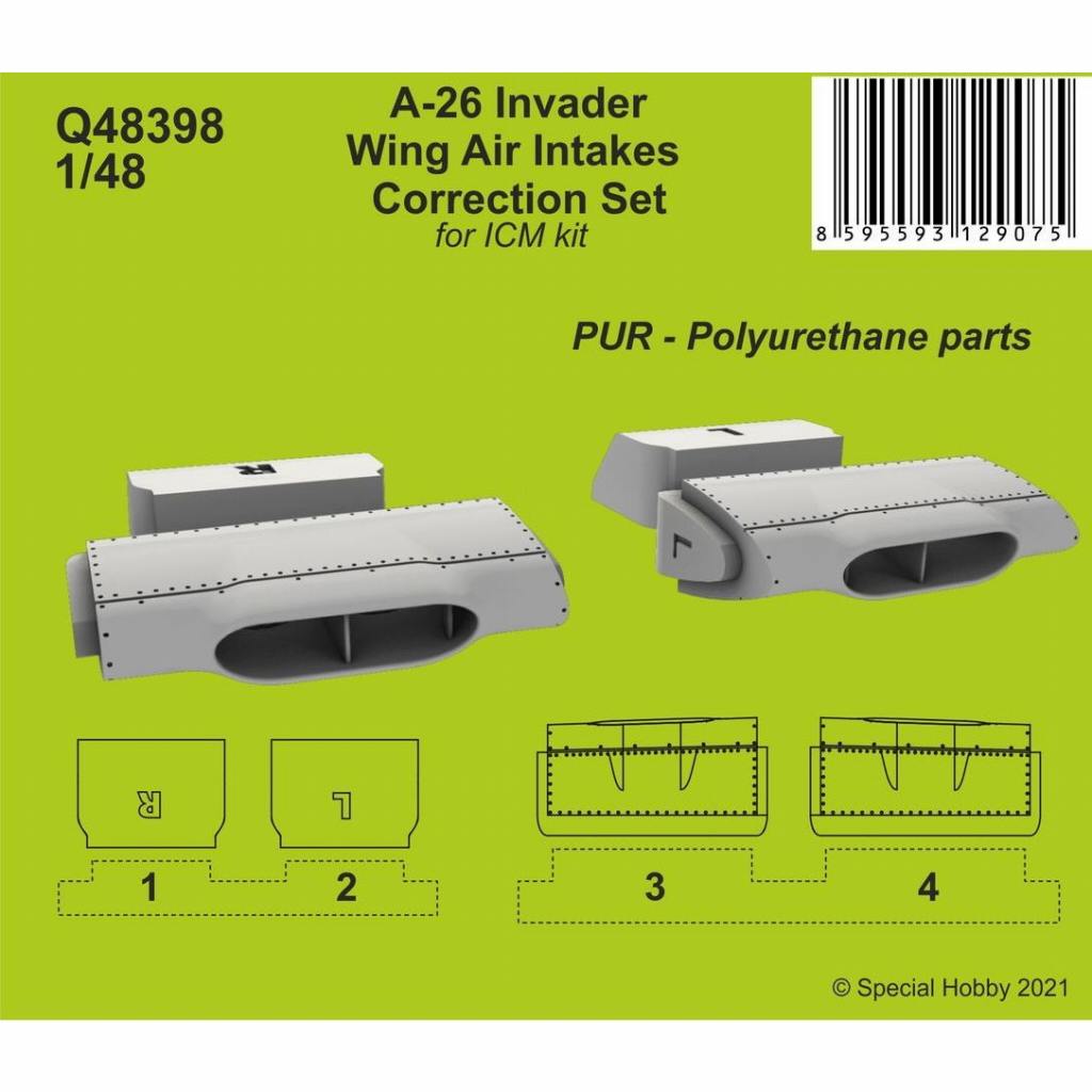 【新製品】Q48398 1/48 ダグラス A-26 インベーダー 修整主翼空気取入口 (ICM用)
