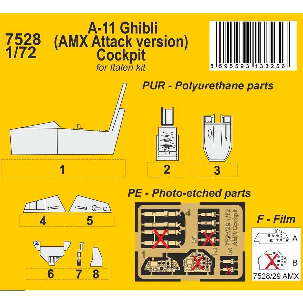 【新製品】7528 1/72 A-11 ギブリ 単座攻撃機 コクピットセット (イタレリ用)