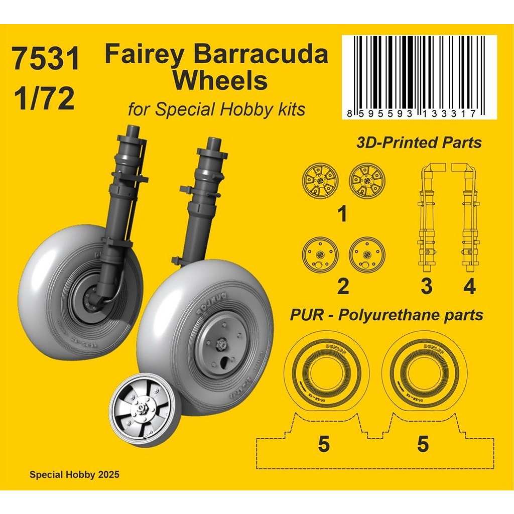 【新製品】7531 1/72 フェアリー バラクーダ 主脚・ホイールセット (スペシャルホビー用)