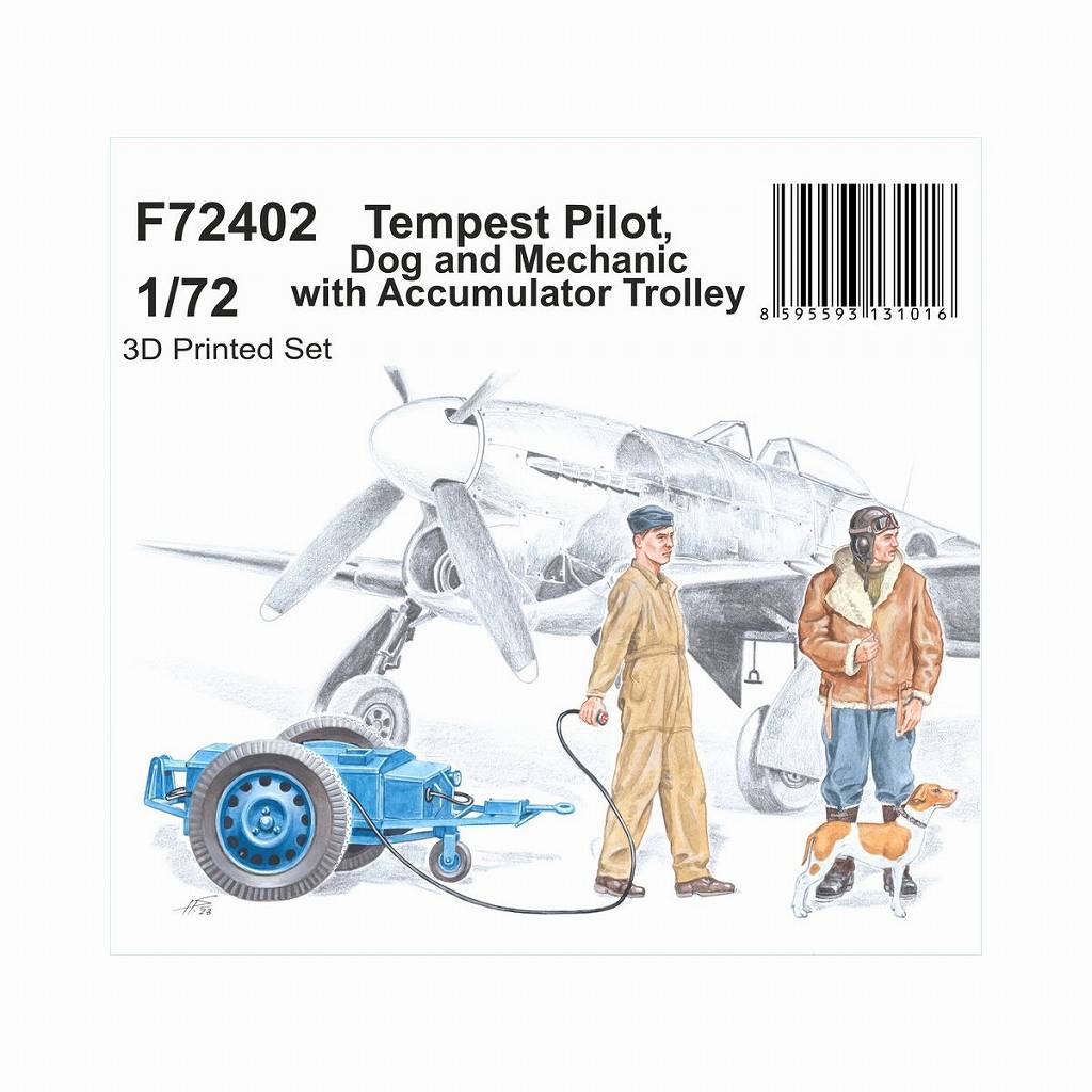 【新製品】F72402 1/72 ホーカー テンペスト パイロット・整備兵・犬・油圧アキュムレータ