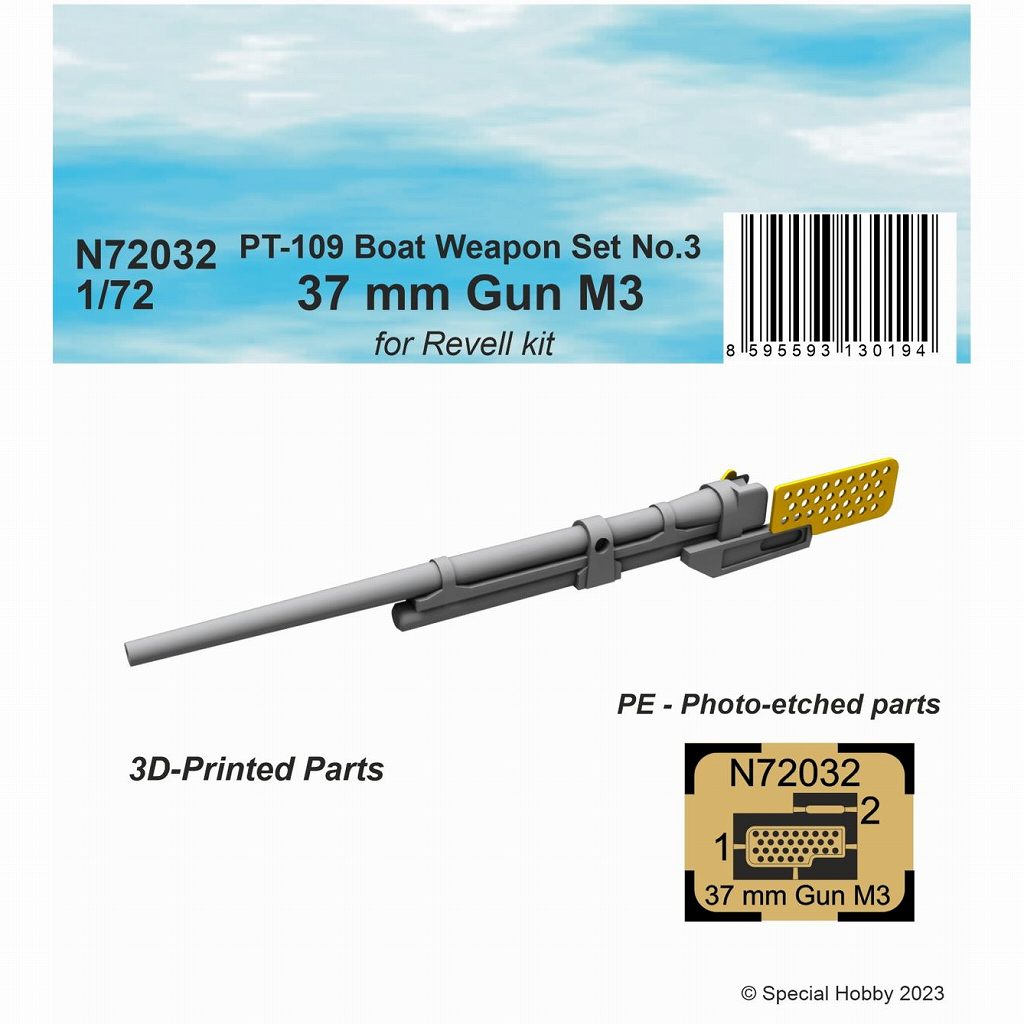 【新製品】N72032 1/72 PTボート 武装セット3：37mm M3砲 (レベル用)