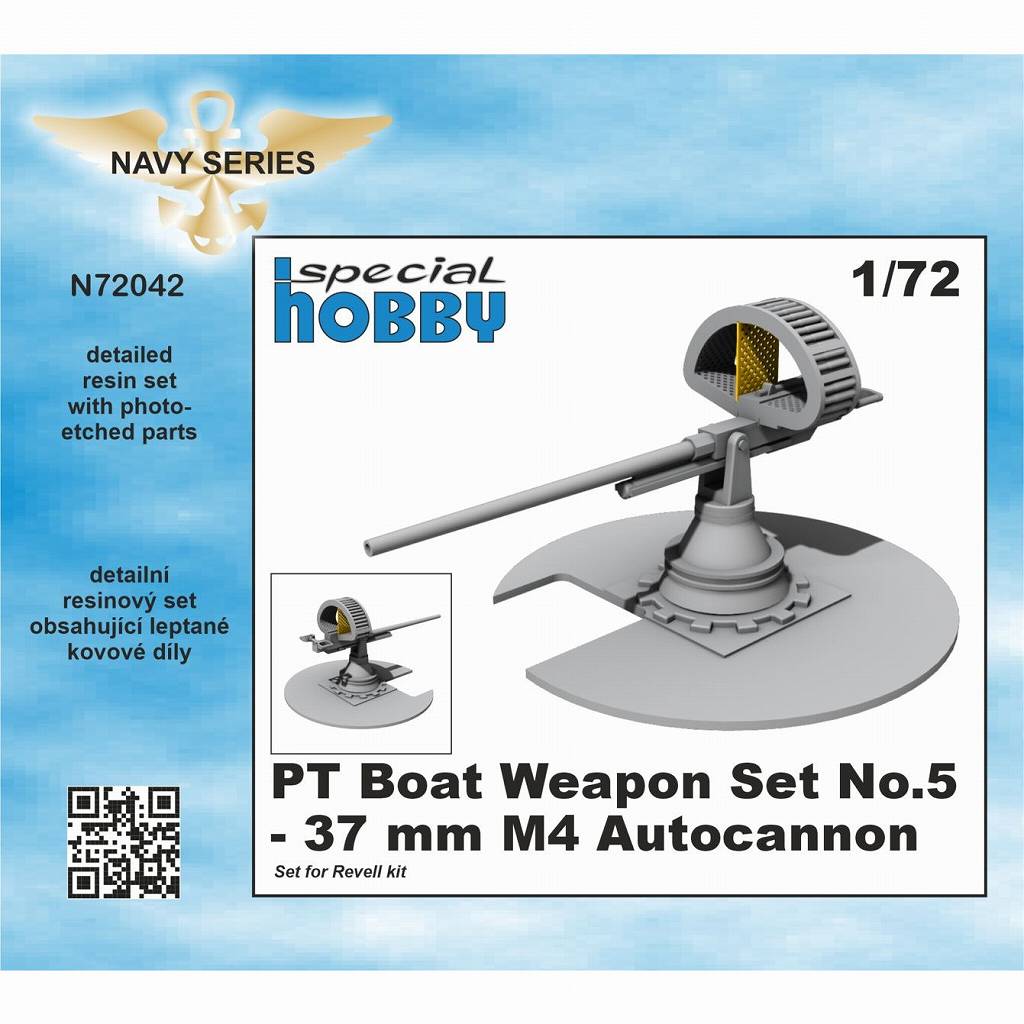 【新製品】N72042 1/72 PTボート 武装セット5：37mm M4機関砲 (レベル用)