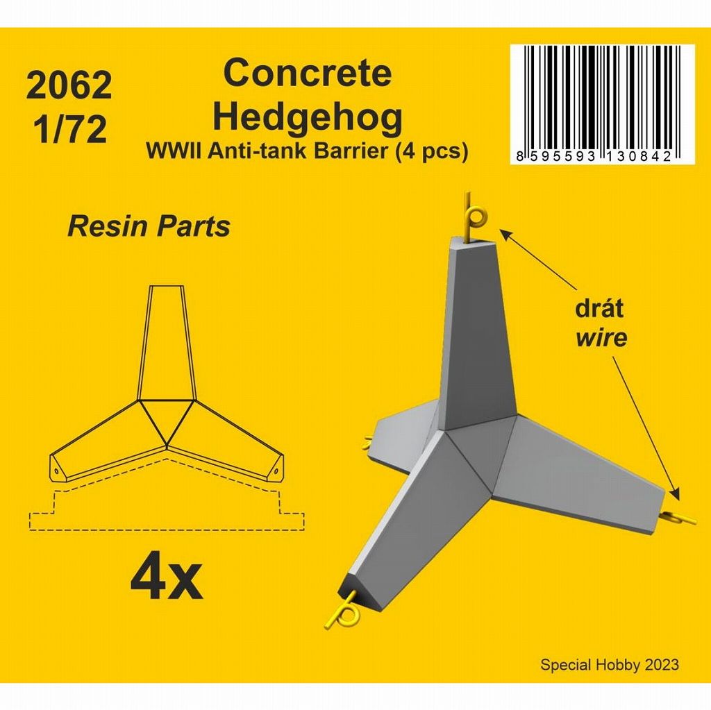 【新製品】2062 1/72 WWII コンクリート製対戦車バリケード (4個入り)