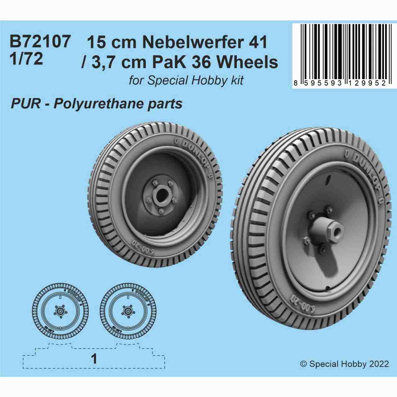 【新製品】B72107 1/72 15cm ネーベルヴェルファー 41/3.7cm PaK36 ホイール(スペシャルホビー用)