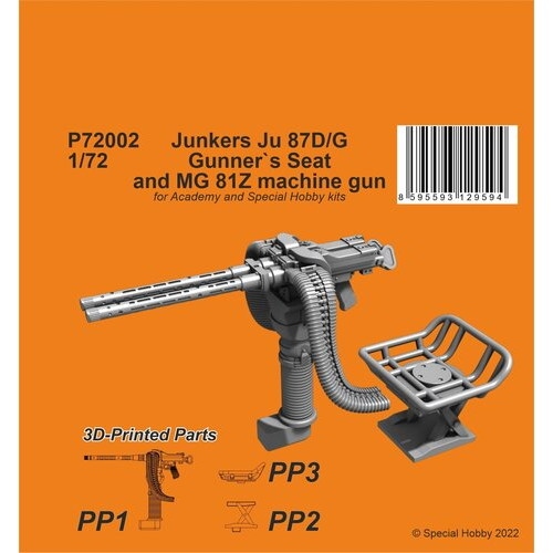 【新製品】P72002 1/72 Ju87D/G 機関銃手席・MG81Z機関銃 (アカデミー/スペシャルホビー用)
