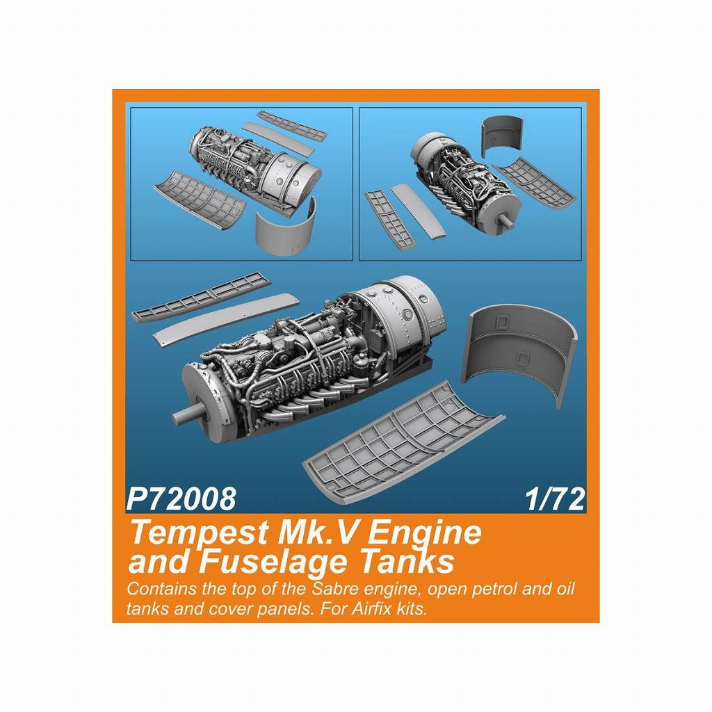 【新製品】P72008 1/72 ホーカー テンペスト Mk.V エンジン・胴体内タンク (エアフィックス用)