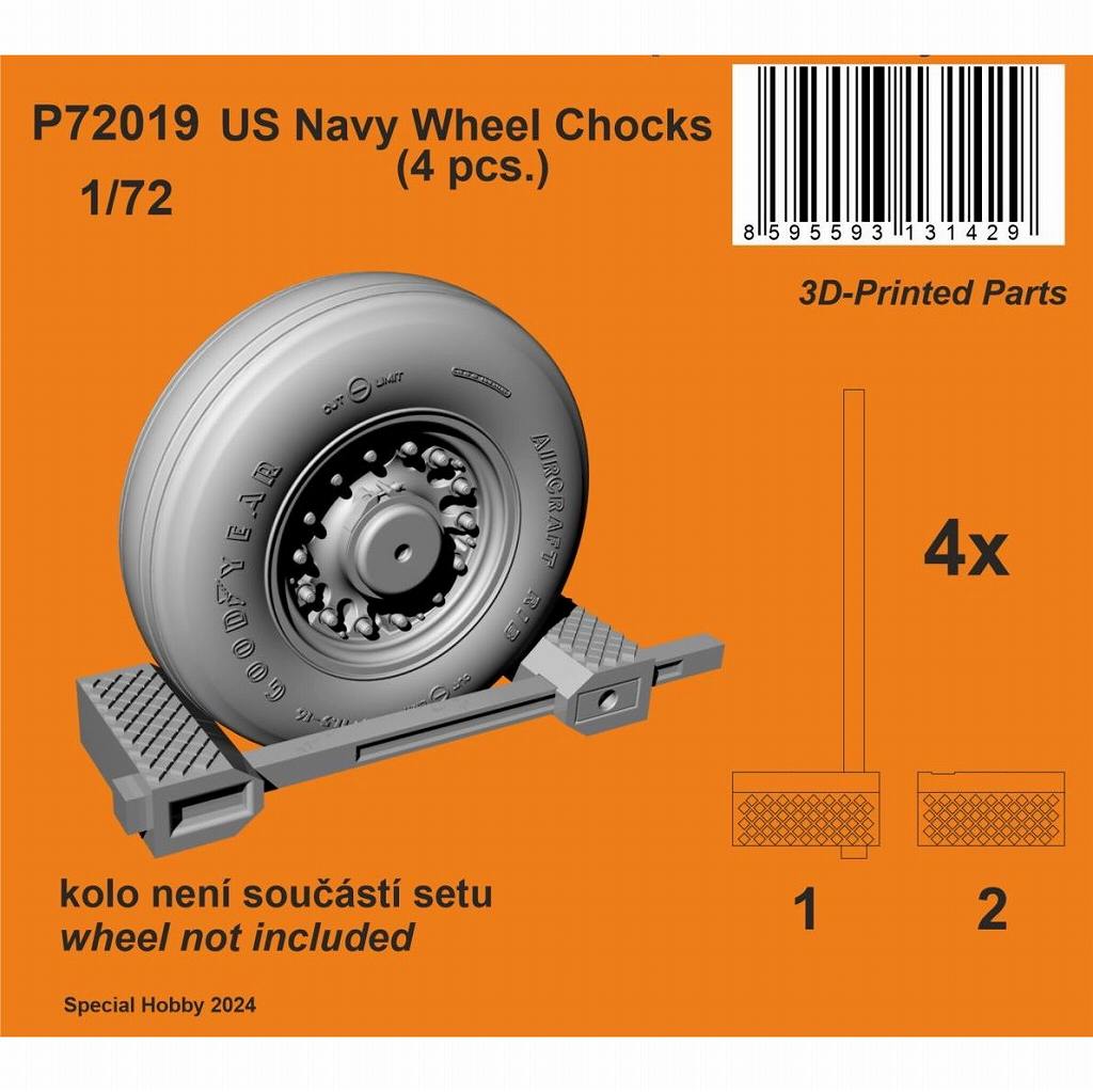 【新製品】P72019 1/72 現用米海軍 航空機用ホイールチョック (4個入)
