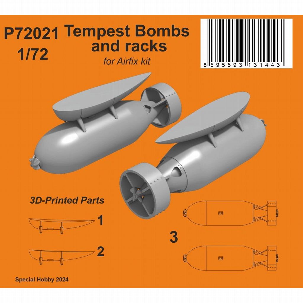 【新製品】P72021 1/72 ホーカー テンペスト 爆弾架w/1000ポンド爆弾 (2個入) (エアフィックス用)