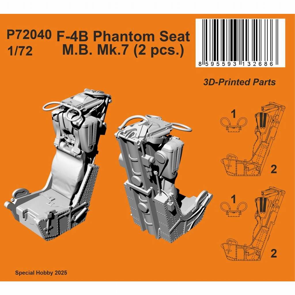 【新製品】P72040 1/72 F-4B ファントムII MB Mk.7射出座席 (2個入)