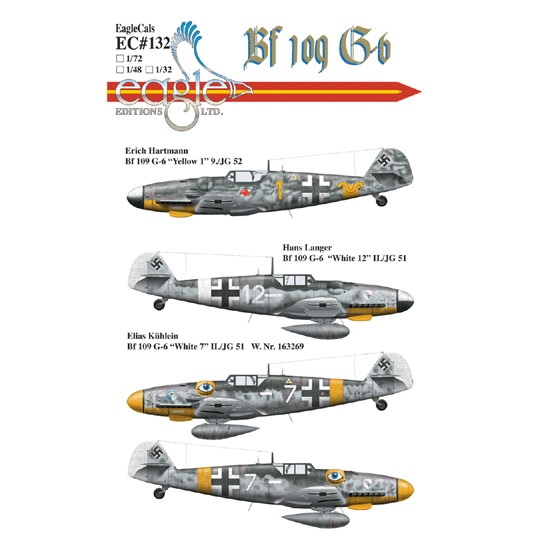 【新製品】EC32132 メッサーシュミット Bf109G-6 JG51/52 エーリッヒ・ハルトマン&ハンス・ランガー&エリアス・キューライン