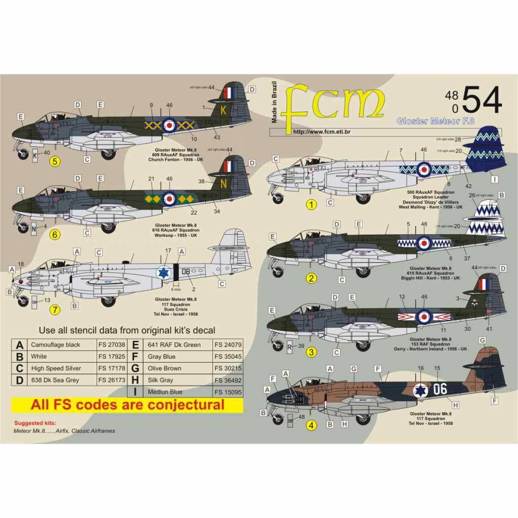 【新製品】48054 グロスター ミーティア F.8 イギリス空軍/イスラエル空軍