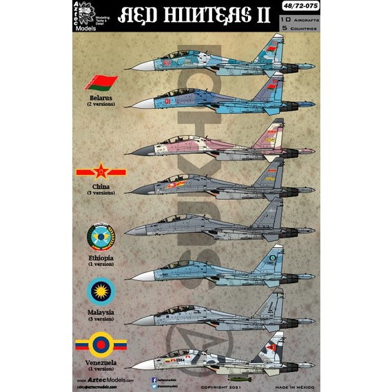 【新製品】AZD48075 Red Hunters Sukhoi Su-27, Su-30 & J-16D from Belarus, China, Ethiopia, Malaysia and Venezuela