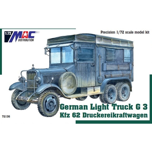 【新製品】72136 WWII ドイツ Kfz.62 メルセデスベンツ G3a 軽トラック Druckereikraftwagen