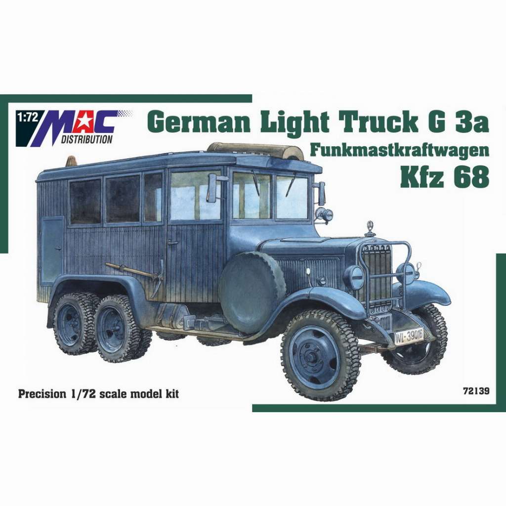 【新製品】72139 WWII ドイツ 1.5tトラック G3a Kfz.68 無線通信用アンテナ搭載車