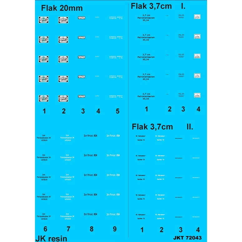 【新製品】JKT72043 WWII ドイツ 20mm/3.7cm対空砲 弾薬箱用デカール