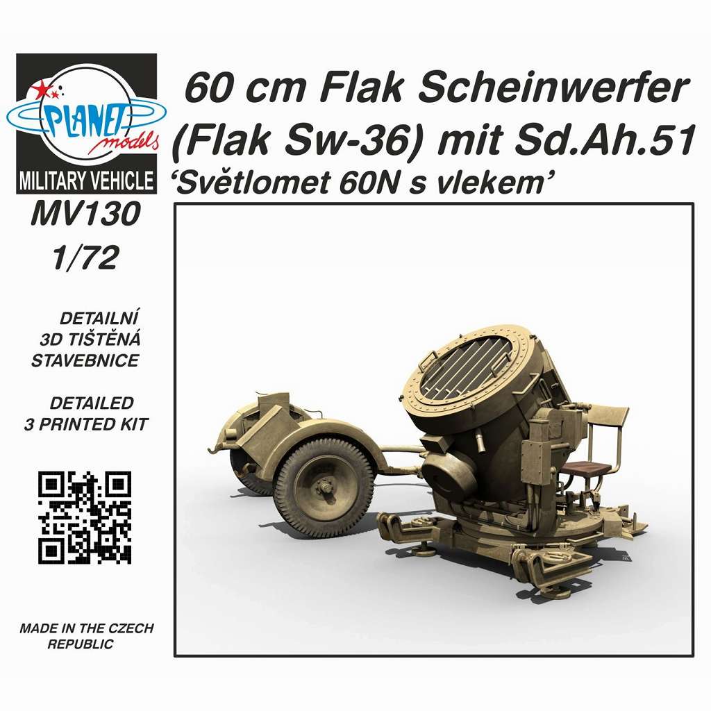 【新製品】MV130 1/72 WWII ドイツ SW-36 60cm サーチライト w/Sd.Ah.51 トレーラー