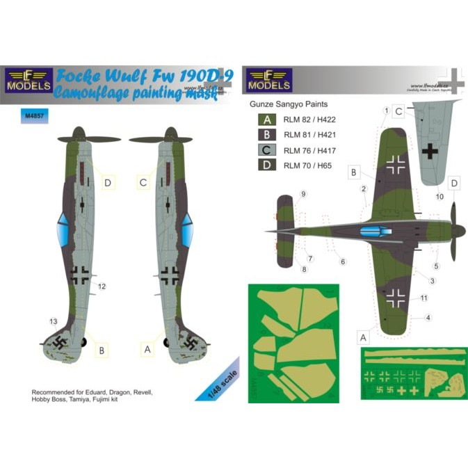 【新製品】M4857 フォッケウルフ Fw190D-9 迷彩塗装マスキングシール