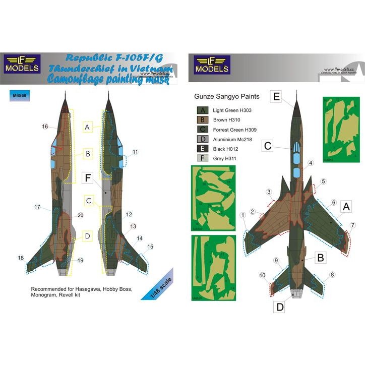 【新製品】M4869 リパブリック F-105F/G サンダーチーフ ベトナム迷彩マスキングシール